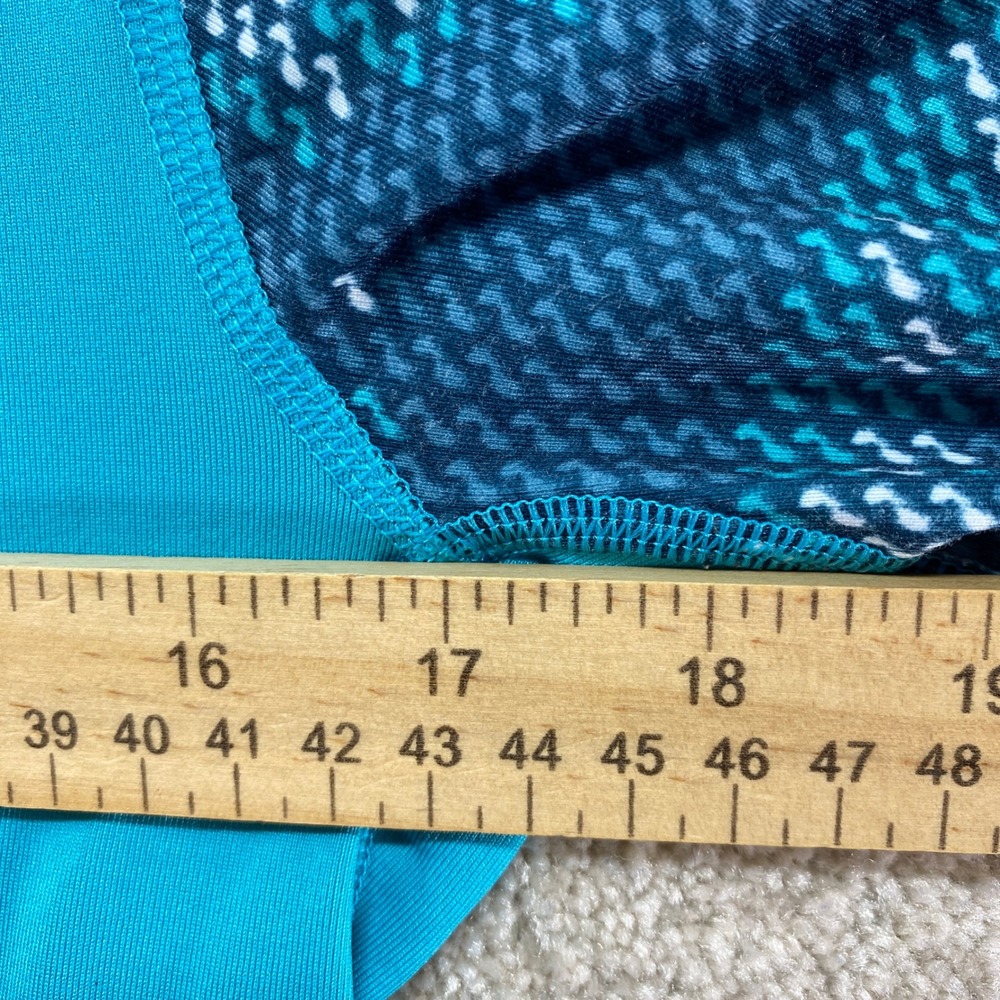 Nike Pro Dri-FIT Quarter Zip Womens Large Teal Patterned‎ Sleeve Athletic Top - Picture 3 of 10
